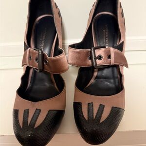 Bottega Veneta Leather Satin High Heels Mary Jane Shoes Size 36 Women